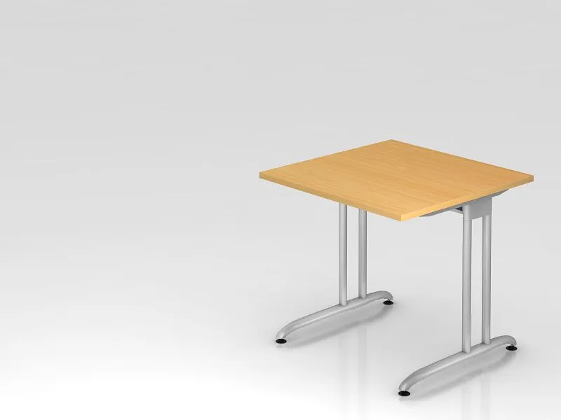 Bureau Hammerbacher pied C 80x80cm hêtre chemin de câbles horizontal hauteur de travail 72 cm VBS08/6/S acquérir à bas prix