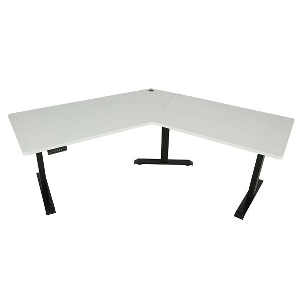 Bureau Mendler HWC-D40 bureau d'ordinateur 120° réglable en hauteur électriquement blanc noir 75762+75759 se four...