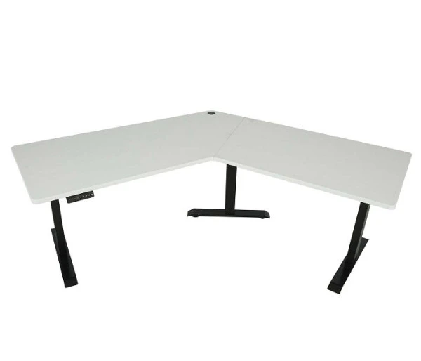 Bureau Mendler HWC-D40 bureau d'ordinateur 120° réglable en hauteur électriquement blanc noir 75762+75759 se four...