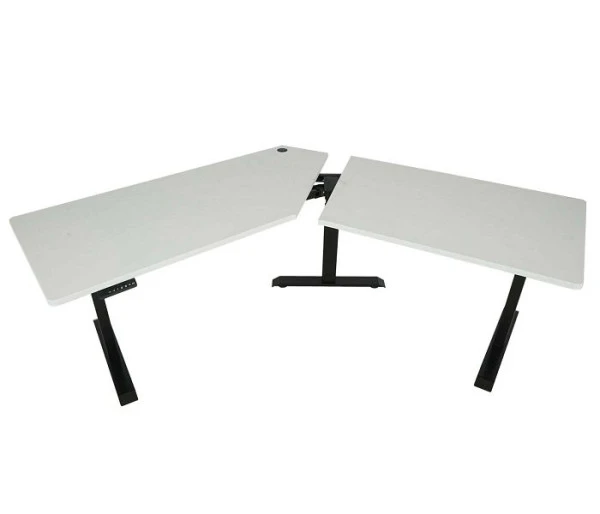 Bureau Mendler HWC-D40 bureau d'ordinateur 120° réglable en hauteur électriquement blanc noir 75762+75759 se four...