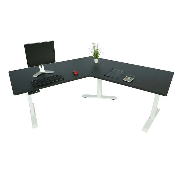 Bureau Mendler HWC-D40 bureau d'ordinateur 120° réglable en hauteur électriquement noir blanc 75763+75760 magasin...