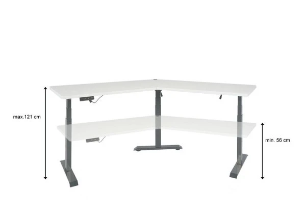 Bureau Mendler HWC-D40 bureau d'ordinateur 120° réglable en hauteur électriquement noir blanc 75763+75760 magasin...
