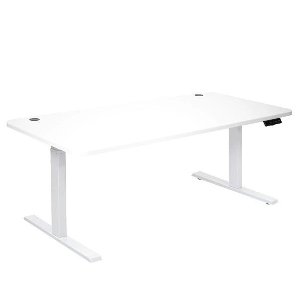Bureau Mendler HWC-D40 bureau d'ordinateur réglable en hauteur électriquement 160x80cm 53kg blanc blanc 62769+627...