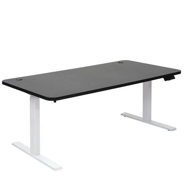 Bureau Mendler HWC-D40 bureau d'ordinateur réglable en hauteur électriquement 160x80cm 53kg noir blanc 62770+6276...