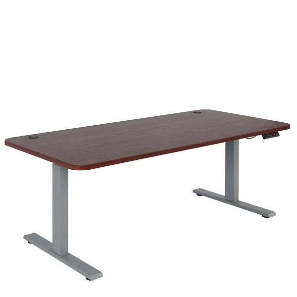 Bureau Mendler HWC-D40 bureau d'ordinateur réglable en hauteur électriquement 160x80cm 53kg décor cerisier gris 7...