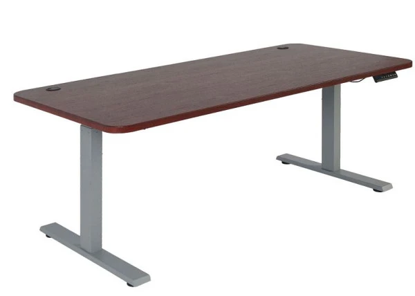 Bureau Mendler HWC-D40 bureau d'ordinateur réglable en hauteur électriquement 160x80cm 53kg décor cerisier gris 7...