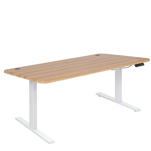 Bureau Mendler HWC-D40 bureau d'ordinateur réglable en hauteur électriquement 160x80cm 53kg décor chêne blanc 757...