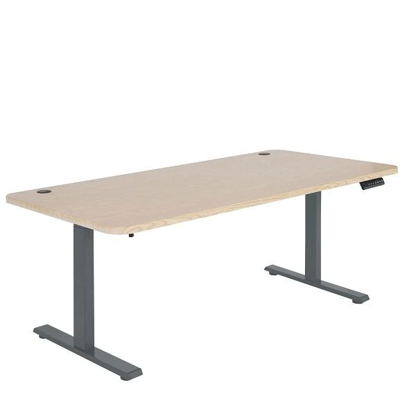 Bureau Mendler HWC-D40 bureau d'ordinateur réglable en hauteur électriquement 160x80cm 53kg brun évident gris ant...