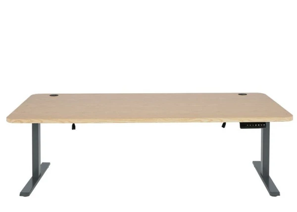Bureau Mendler HWC-D40 bureau d'ordinateur réglable en hauteur électriquement 160x80cm 53kg brun évident gris ant...
