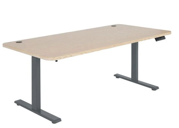 Bureau Mendler HWC-D40 bureau d'ordinateur réglable en hauteur électriquement 160x80cm 53kg brun évident gris ant...
