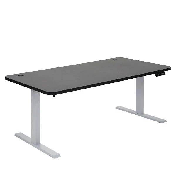 Bureau Mendler HWC-D40 bureau d'ordinateur réglable en hauteur électriquement 160x80cm 53kg noir gris 62770+62766...