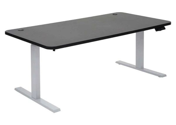 Bureau Mendler HWC-D40 bureau d'ordinateur réglable en hauteur électriquement 160x80cm 53kg noir gris 62770+62766...