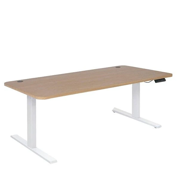 Bureau Mendler HWC-D40 bureau d'ordinateur réglable en hauteur électriquement 160x80cm 53kg marron évident blanc...