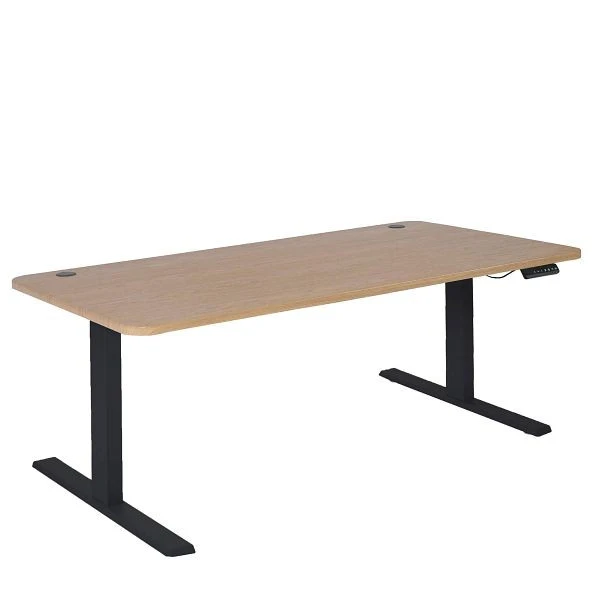 Bureau Mendler HWC-D40 bureau d'ordinateur réglable en hauteur électriquement 160x80cm 53kg marron évident noir 7...