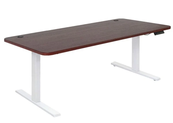 Bureau Mendler HWC-D40 bureau d'ordinateur réglable en hauteur électriquement 160x80cm 53kg décor cerise blanc 75...