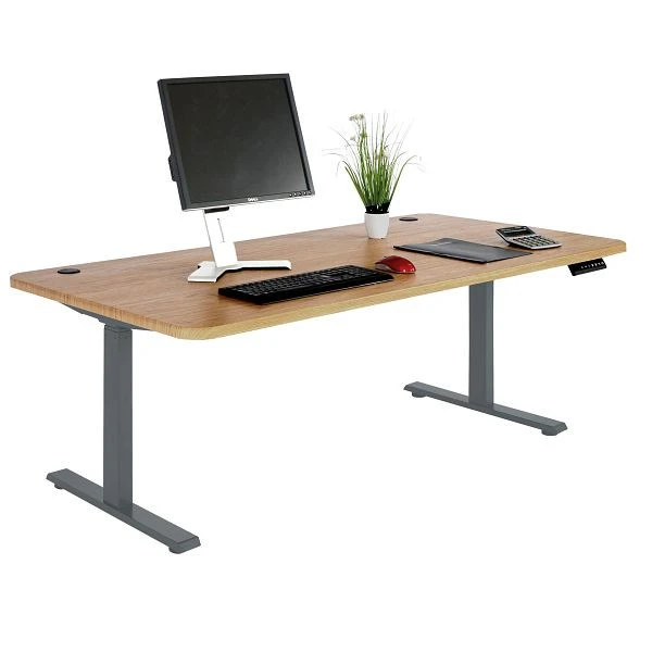 Bureau Mendler HWC-D40 bureau d'ordinateur réglable en hauteur électriquement 160x80cm 53kg structure marron gris...