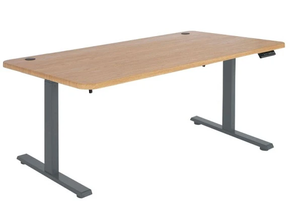 Bureau Mendler HWC-D40 bureau d'ordinateur réglable en hauteur électriquement 160x80cm 53kg structure marron gris...