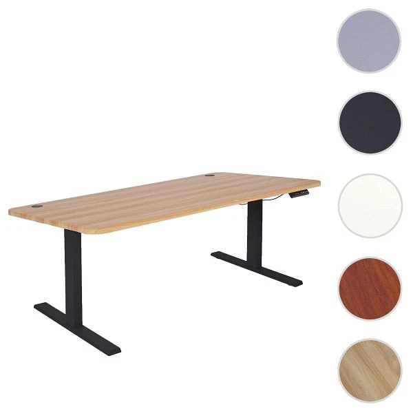 Bureau Mendler HWC-D40 bureau d'ordinateur réglable en hauteur électriquement 160x80cm 53kg décor chêne noir 7575...