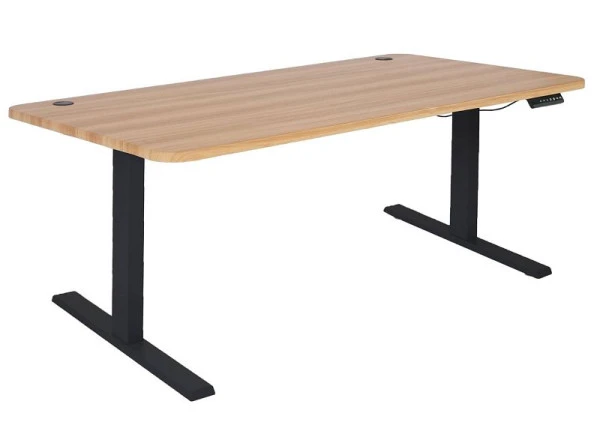 Bureau Mendler HWC-D40 bureau d'ordinateur réglable en hauteur électriquement 160x80cm 53kg décor chêne noir 7575...