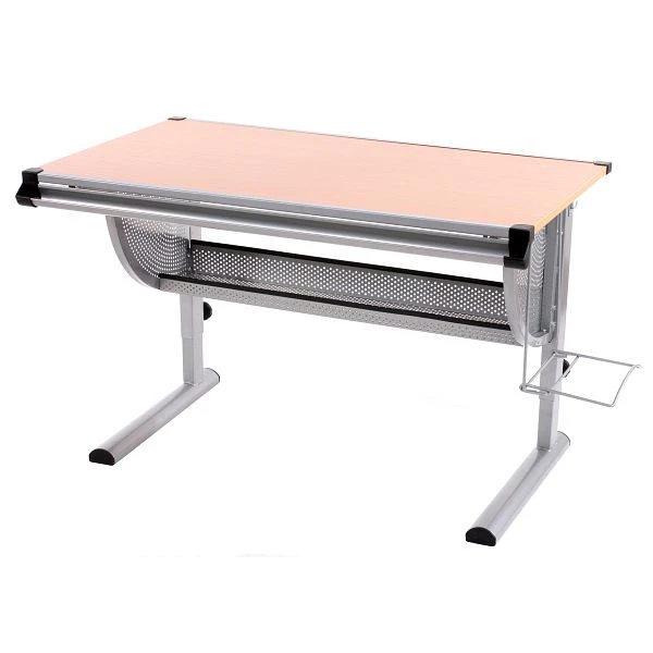 Bureau pour enfants/adolescents Mendler bureau étudiant table de bureau Oxford réglable en hauteur inclinable naturel hêtr...