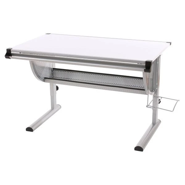 Bureau pour enfants/adolescents Mendler bureau étudiant table de bureau Oxford réglable en hauteur inclinable blanc 26504...