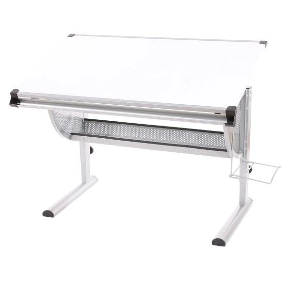 Bureau pour enfants/adolescents Mendler bureau étudiant table de bureau Oxford réglable en hauteur inclinable blanc 26504...