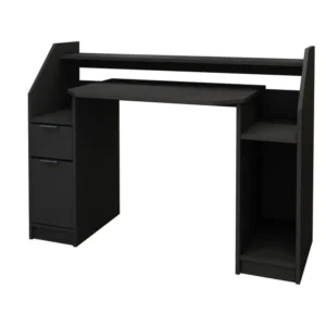 Bureau table d'ordinateur PC déplaçable noir en bois MDF mélamine 123,2 x 90 cm