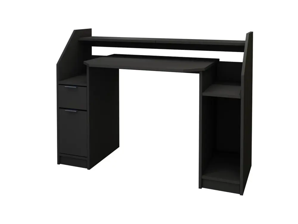 Bureau table d'ordinateur PC déplaçable noir en bois MDF mélamine 123,2 x 90 cm