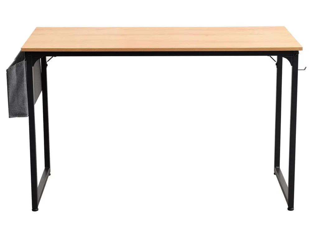 Bureau table d'ordinateur style industriel en MDF naturel et métal noir BUR10521