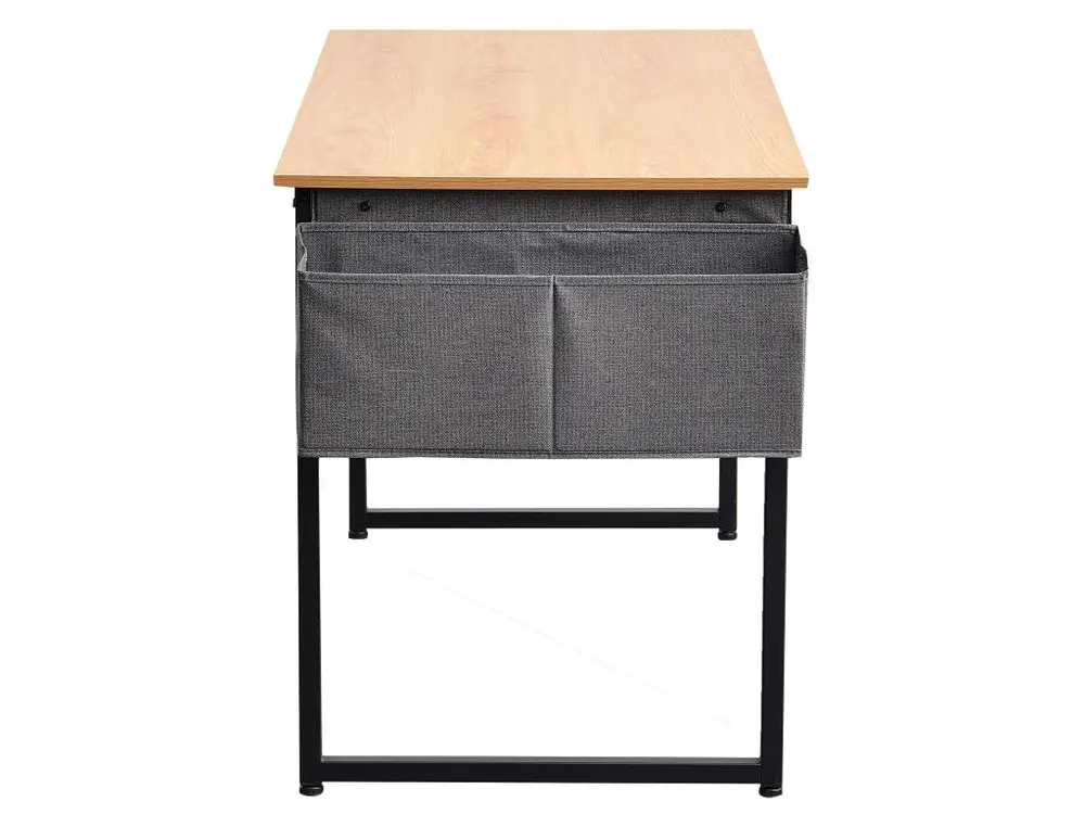 Bureau table d'ordinateur style industriel en MDF naturel et métal noir BUR10521