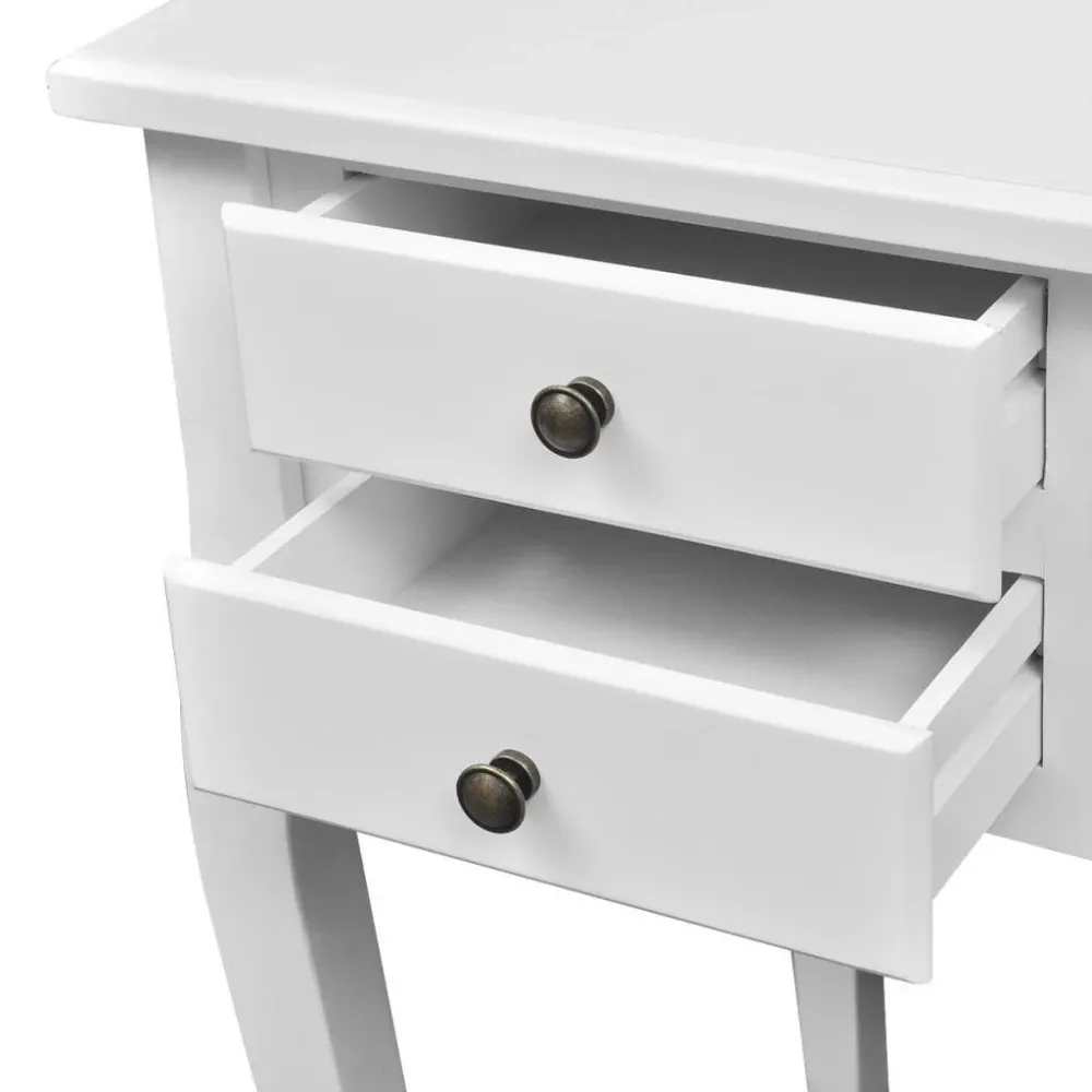 Bureau table meuble travail informatique français en bois avec pieds courbés et 5 tiroirs 0502073