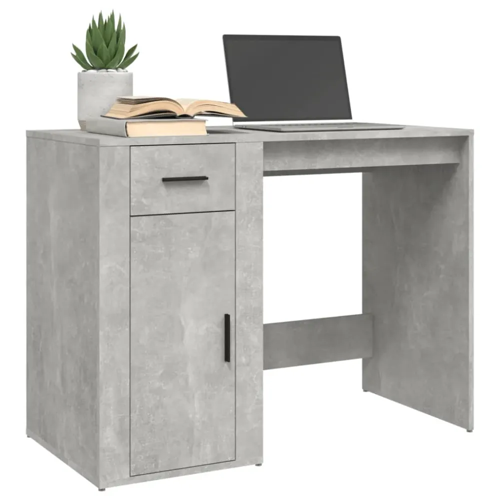 Bureau table poste de travail meuble d'ordinateur informatique étude 100 x 49 x 75 cm bois d'ingénierie gris 02_0023824