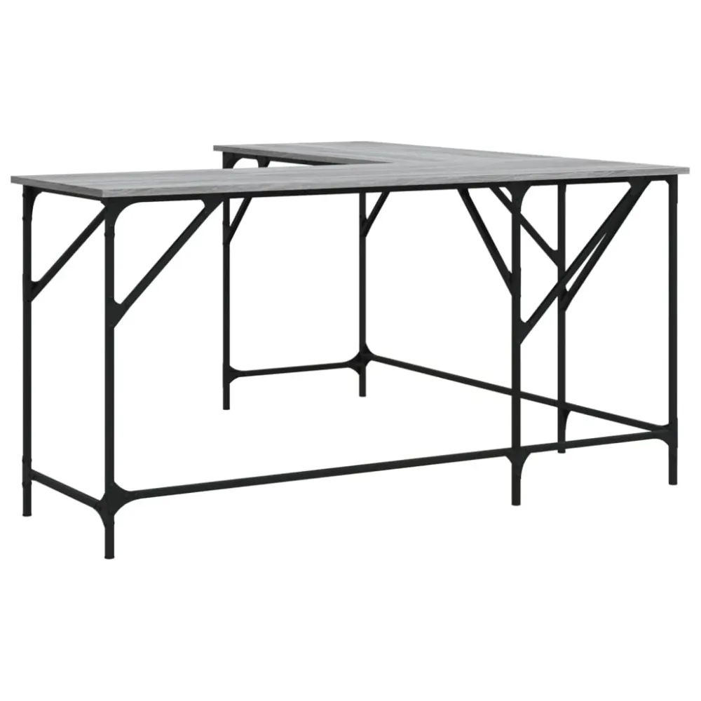 Bureau table poste de travail meuble d'ordinateur informatique étude sonoma 149 x 149 x 75 cm bois d'ingénierie gris 02_00...