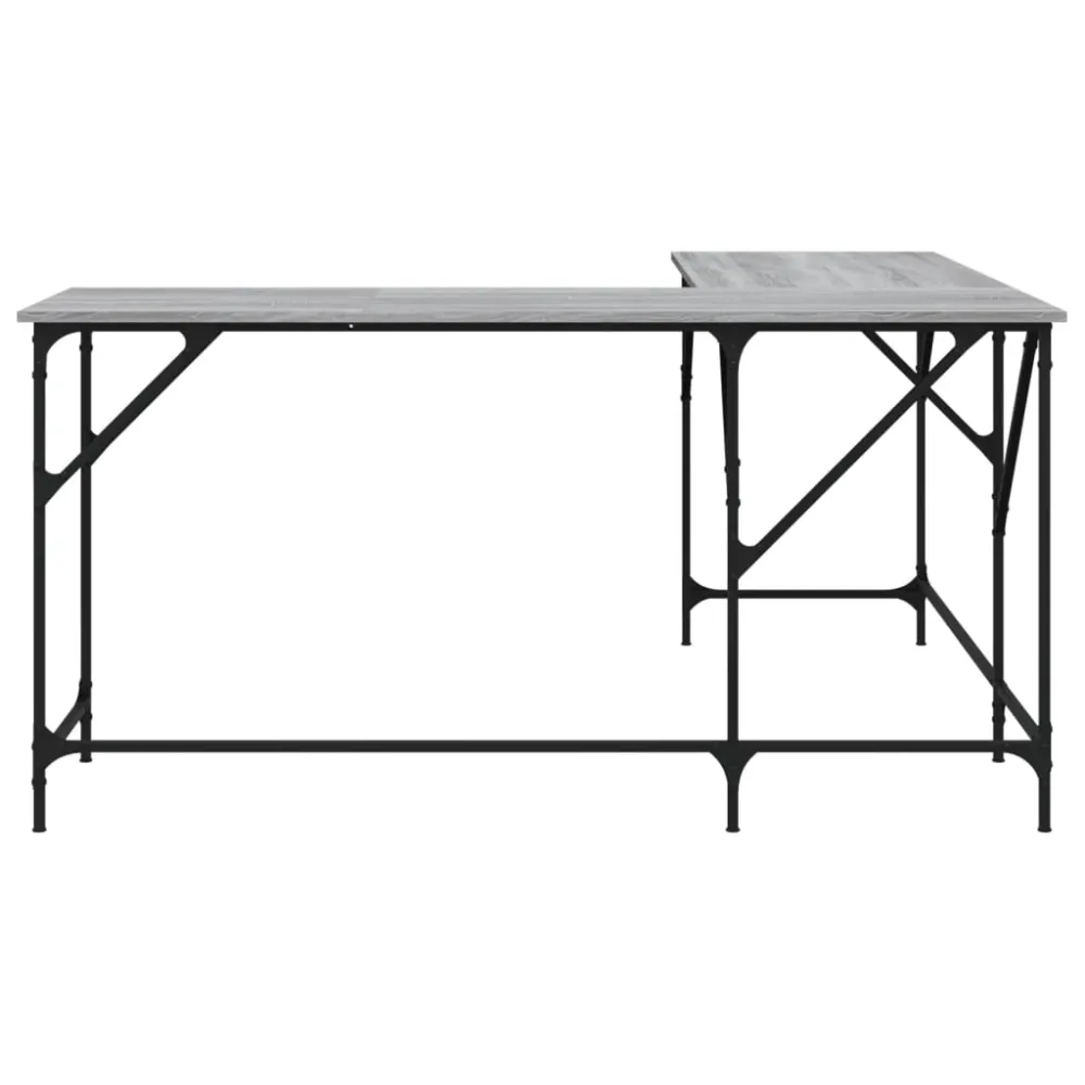 Bureau table poste de travail meuble d'ordinateur informatique étude sonoma 149 x 149 x 75 cm bois d'ingénierie gris 02_00...