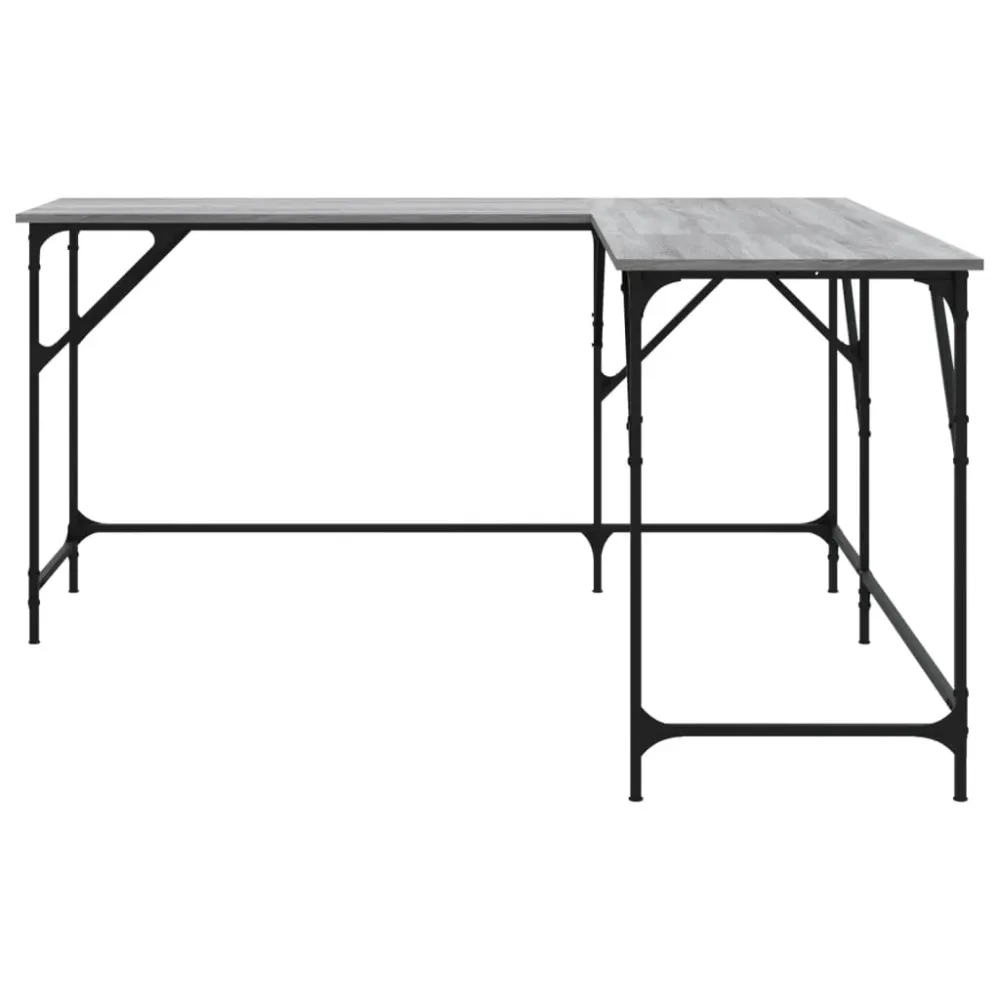 Bureau table poste de travail meuble d'ordinateur informatique étude sonoma 149 x 149 x 75 cm bois d'ingénierie gris 02_00...
