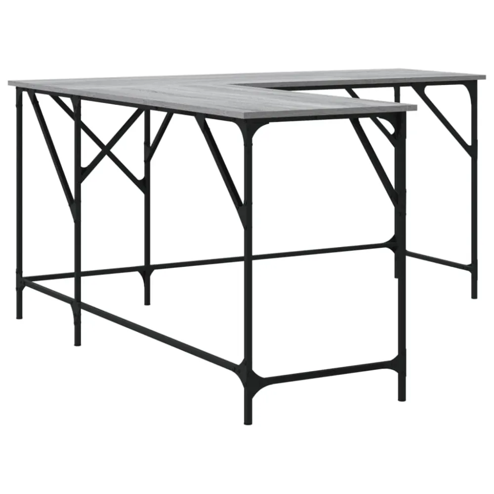 Bureau table poste de travail meuble d'ordinateur informatique étude sonoma 149 x 149 x 75 cm bois d'ingénierie gris 02_00...