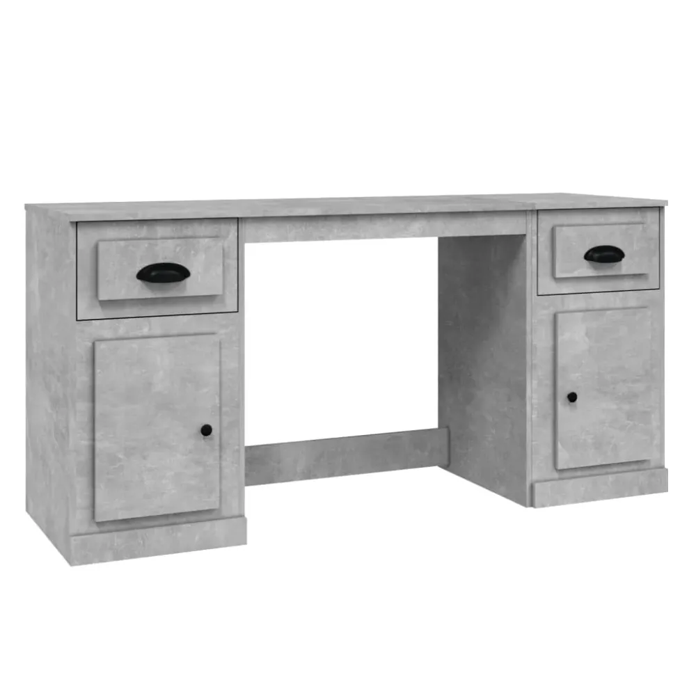 Bureau table poste de travail meuble d'ordinateur informatique étude avec armoire bois d'ingénierie gris 02_0023389