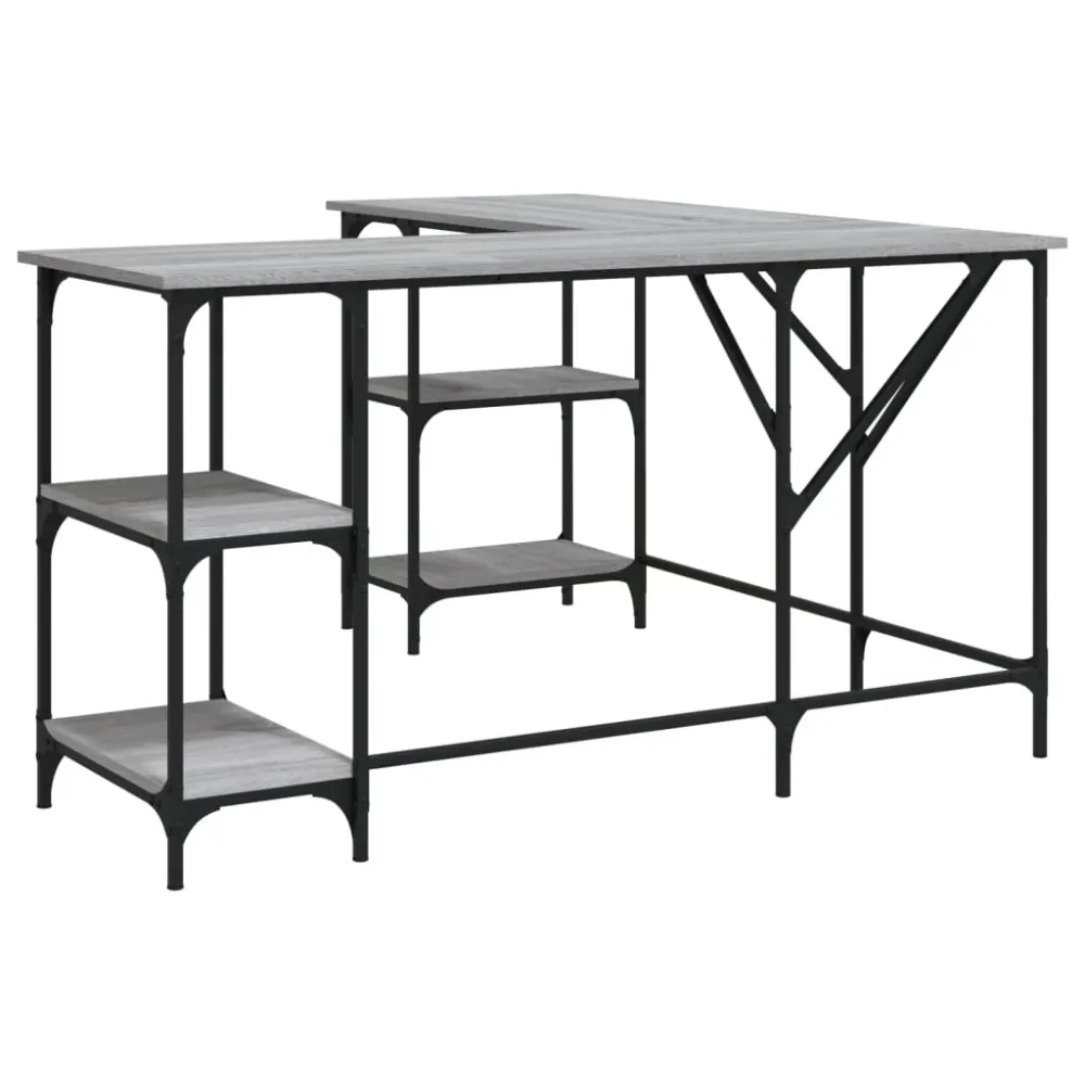 Bureau table poste de travail meuble d'ordinateur informatique étude sonoma 139 x 139 x 75 cm bois d'ingénierie gris 02_00...