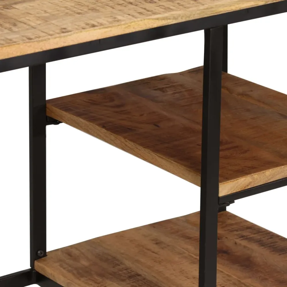 Bureau table poste de travail meuble d'ordinateur informatique étude avec tabouret pliant bois de manguier massif 115 x 50...