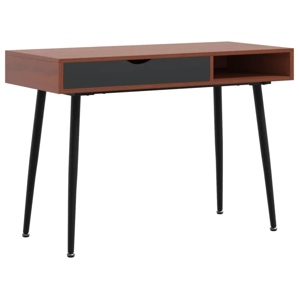 Bureau table poste de travail meuble d'ordinateur informatique étude d'ordinateur avec tiroir 110 x 50 x 75 cm brun 02_002...