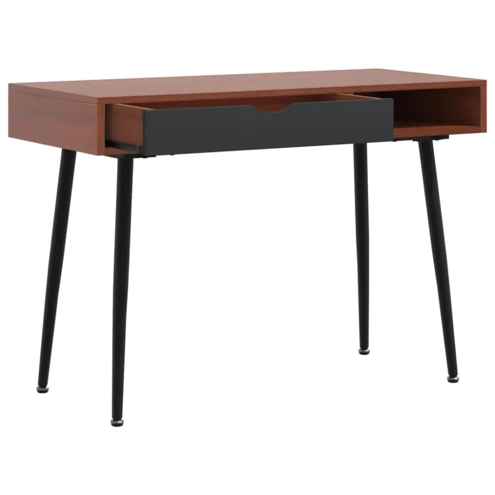 Bureau table poste de travail meuble d'ordinateur informatique étude d'ordinateur avec tiroir 110 x 50 x 75 cm brun 02_002...