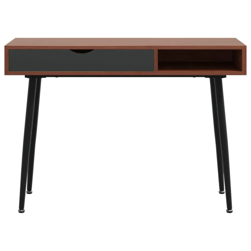 Bureau table poste de travail meuble d'ordinateur informatique étude d'ordinateur avec tiroir 110 x 50 x 75 cm brun 02_002...