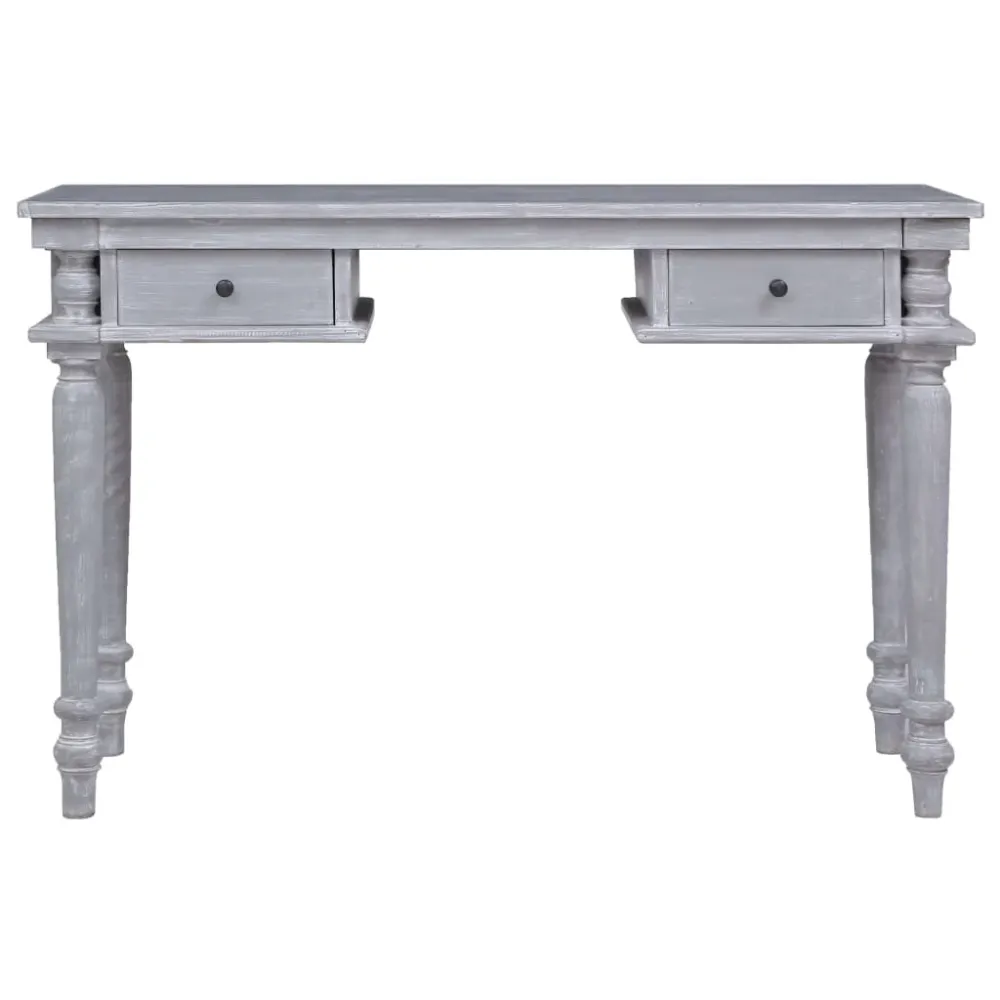 Bureau table poste de travail meuble d'ordinateur informatique étude 115 x 50 x 78 cm bois d'acajou massif gris 02_0023374