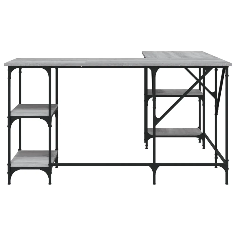 Bureau table poste de travail meuble d'ordinateur informatique étude sonoma 139 x 139 x 75 cm bois d'ingénierie gris 02_00...