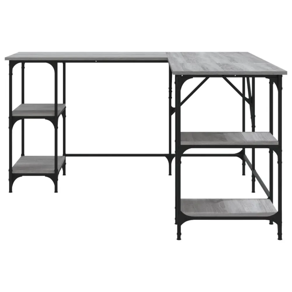 Bureau table poste de travail meuble d'ordinateur informatique étude sonoma 139 x 139 x 75 cm bois d'ingénierie gris 02_00...