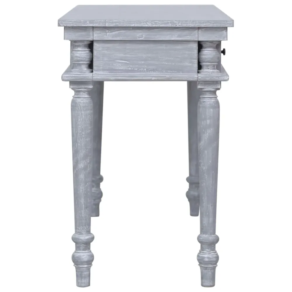 Bureau table poste de travail meuble d'ordinateur informatique étude 115 x 50 x 78 cm bois d'acajou massif gris 02_0023374
