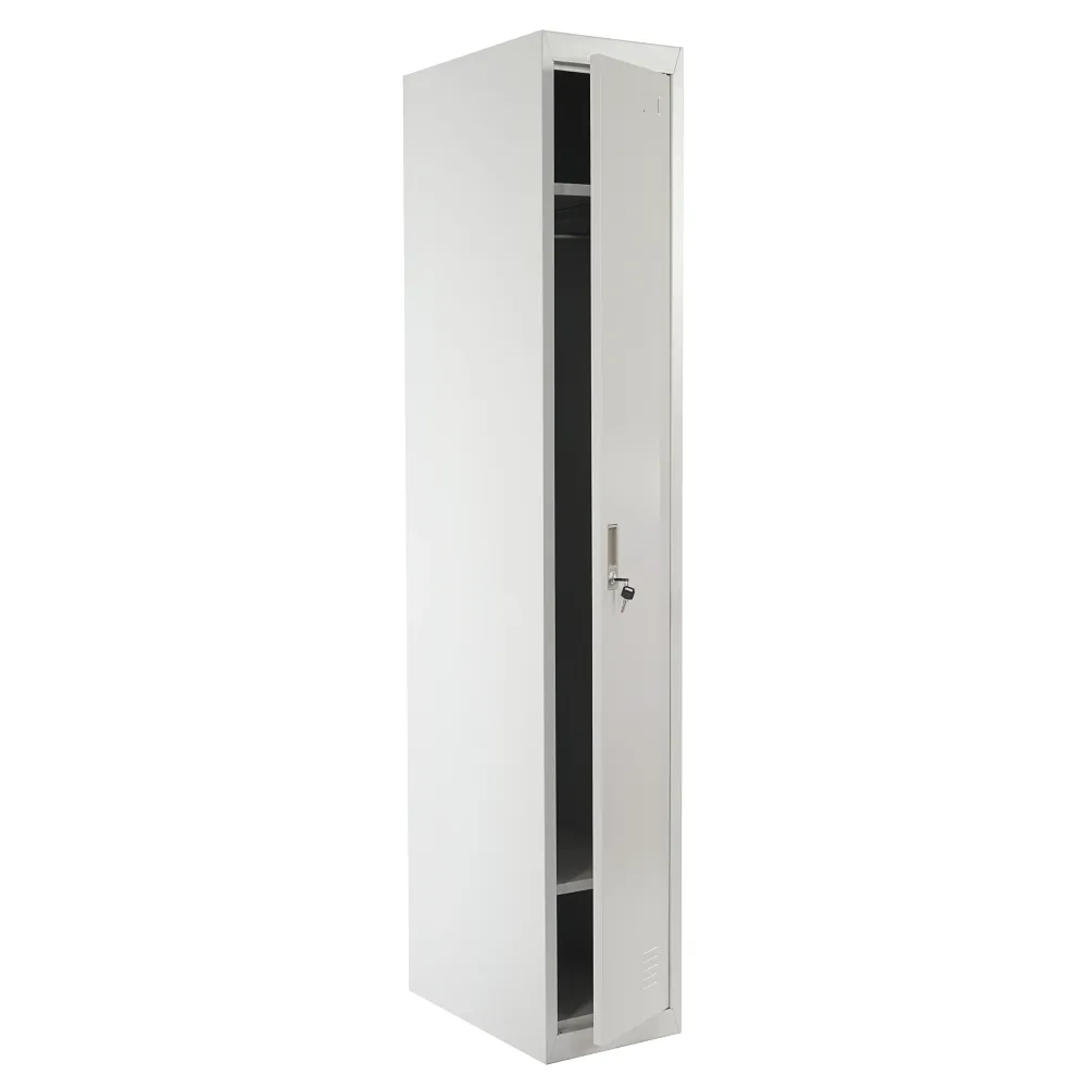 Casier armoire à vêtements avec tringle à vêtements et miroir 180 x 30 x 50 cm en métal gris 04_0006202
