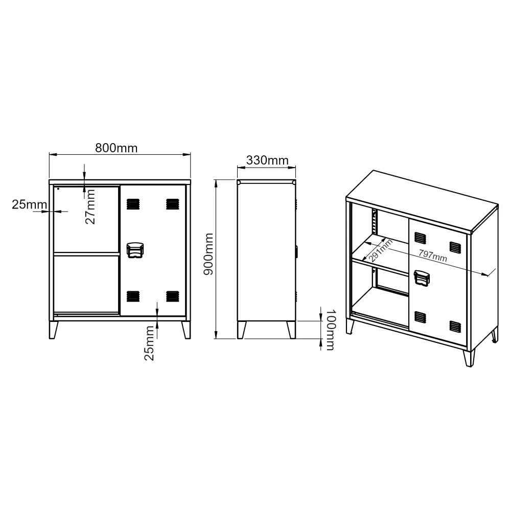 Casier de bureau armoire meuble de rangement pour bureau atelier chambre acier de bureau métallique à 2 portes 90 x 80 x 3...