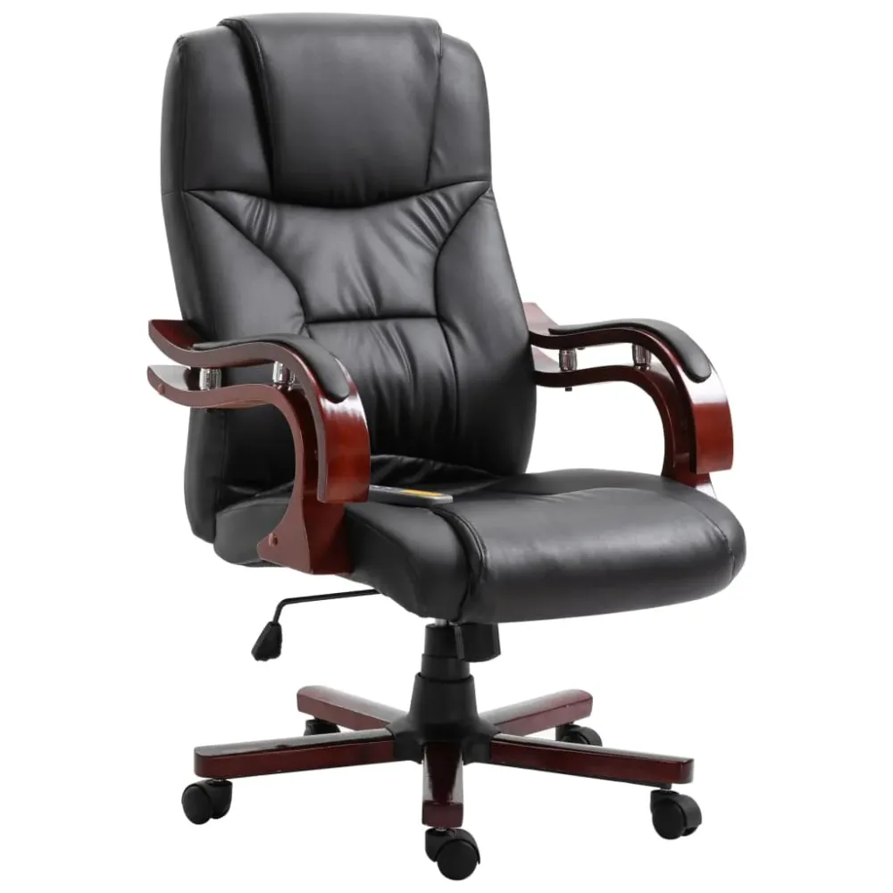 Chaise fauteuil siège de bureau informatique étude similicuir noir 02_0024042