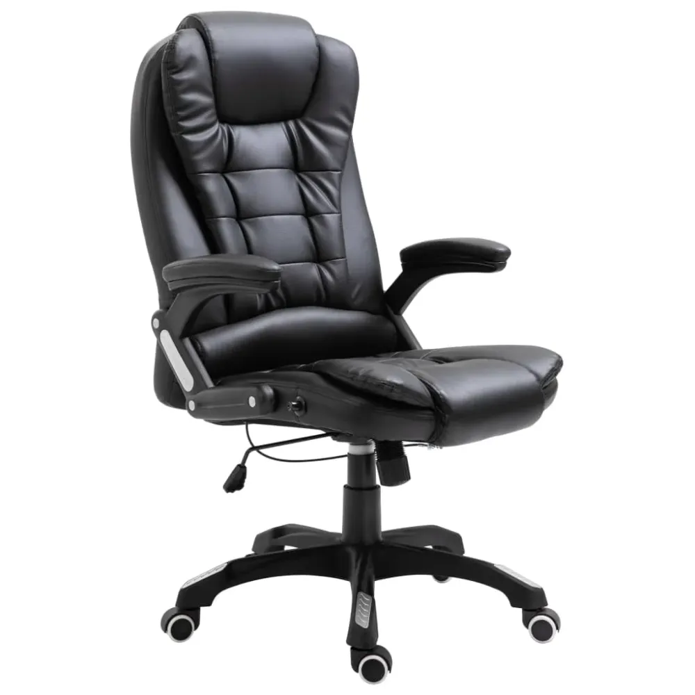 Chaise fauteuil siège de bureau informatique étude similicuir noir 02_0024044